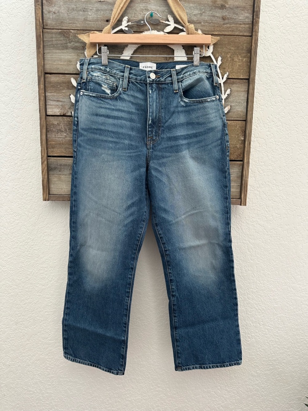 Frame Denim Le Jane Blue Washed Straight‎ Crop Jeans size 31